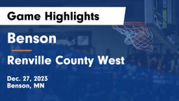 Benson  vs Renville County West  Game Highlights - Dec. 27, 2023