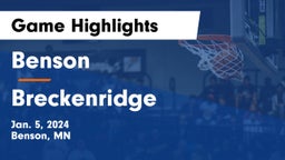 Benson  vs Breckenridge  Game Highlights - Jan. 5, 2024