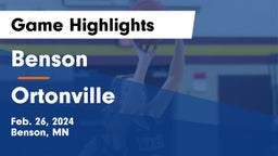 Benson  vs Ortonville Game Highlights - Feb. 26, 2024
