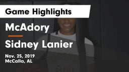 McAdory  vs Sidney Lanier  Game Highlights - Nov. 25, 2019