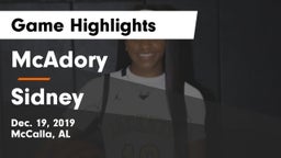 McAdory  vs Sidney Game Highlights - Dec. 19, 2019