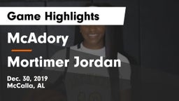 McAdory  vs Mortimer Jordan  Game Highlights - Dec. 30, 2019
