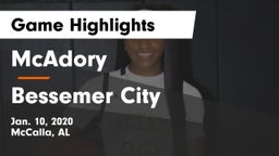 McAdory  vs Bessemer City  Game Highlights - Jan. 10, 2020