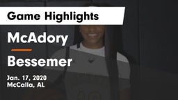 McAdory  vs Bessemer Game Highlights - Jan. 17, 2020