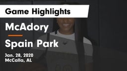 McAdory  vs Spain Park Game Highlights - Jan. 28, 2020