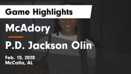 McAdory  vs P.D. Jackson Olin   Game Highlights - Feb. 10, 2020