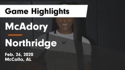 McAdory  vs Northridge  Game Highlights - Feb. 26, 2020