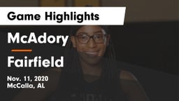 McAdory  vs Fairfield  Game Highlights - Nov. 11, 2020
