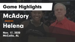 McAdory  vs Helena  Game Highlights - Nov. 17, 2020