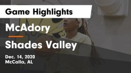 McAdory  vs Shades Valley  Game Highlights - Dec. 14, 2020