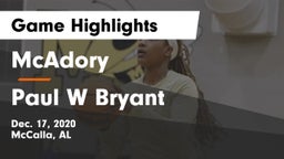 McAdory  vs Paul W Bryant  Game Highlights - Dec. 17, 2020