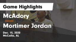 McAdory  vs Mortimer Jordan  Game Highlights - Dec. 15, 2020