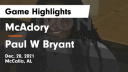 McAdory  vs Paul W Bryant  Game Highlights - Dec. 20, 2021