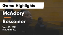 McAdory  vs Bessemer Game Highlights - Jan. 20, 2022