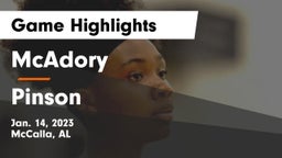 McAdory  vs Pinson Game Highlights - Jan. 14, 2023
