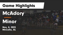 McAdory  vs Minor Game Highlights - Nov. 8, 2023