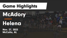 McAdory  vs Helena  Game Highlights - Nov. 27, 2023