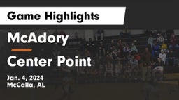 McAdory  vs Center Point  Game Highlights - Jan. 4, 2024