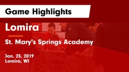 Lomira  vs St. Mary's Springs Academy  Game Highlights - Jan. 25, 2019
