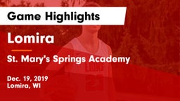 Lomira  vs St. Mary's Springs Academy  Game Highlights - Dec. 19, 2019