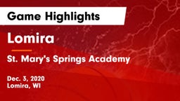 Lomira  vs St. Mary's Springs Academy  Game Highlights - Dec. 3, 2020