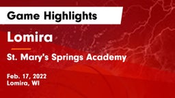 Lomira  vs St. Mary's Springs Academy  Game Highlights - Feb. 17, 2022