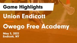 Union Endicott vs Owego Free Academy  Game Highlights - May 3, 2022