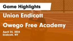 Union Endicott vs Owego Free Academy  Game Highlights - April 24, 2024