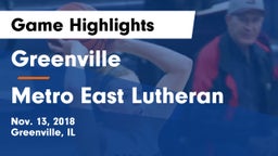 Greenville  vs Metro East Lutheran  Game Highlights - Nov. 13, 2018