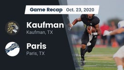 Recap: Kaufman  vs. Paris  2020
