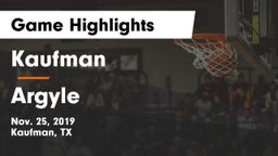 Kaufman  vs Argyle  Game Highlights - Nov. 25, 2019