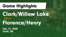 Clark/Willow Lake  vs Florence/Henry  Game Highlights - Feb. 21, 2020