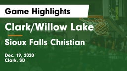 Clark/Willow Lake  vs Sioux Falls Christian  Game Highlights - Dec. 19, 2020