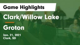 Clark/Willow Lake  vs Groton  Game Highlights - Jan. 21, 2021