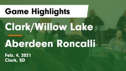 Clark/Willow Lake  vs Aberdeen Roncalli  Game Highlights - Feb. 4, 2021