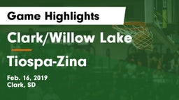 Clark/Willow Lake  vs Tiospa-Zina Game Highlights - Feb. 16, 2019