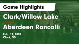 Clark/Willow Lake  vs Aberdeen Roncalli  Game Highlights - Feb. 13, 2020
