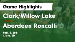 Clark/Willow Lake  vs Aberdeen Roncalli  Game Highlights - Feb. 4, 2021