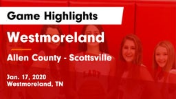 Westmoreland  vs Allen County - Scottsville  Game Highlights - Jan. 17, 2020