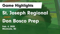 St. Joseph Regional  vs Don Bosco Prep  Game Highlights - Feb. 4, 2020