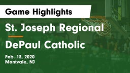St. Joseph Regional  vs DePaul Catholic Game Highlights - Feb. 13, 2020
