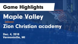 Maple Valley  vs Zion Christian academy  Game Highlights - Dec. 4, 2018