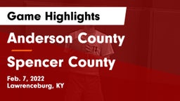 Anderson County  vs Spencer County  Game Highlights - Feb. 7, 2022