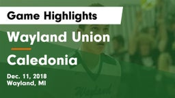 Wayland Union  vs Caledonia  Game Highlights - Dec. 11, 2018