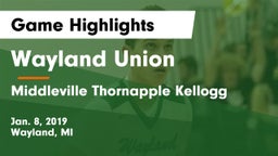 Wayland Union  vs Middleville Thornapple Kellogg Game Highlights - Jan. 8, 2019