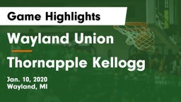 Wayland Union  vs Thornapple Kellogg  Game Highlights - Jan. 10, 2020