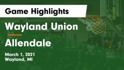 Wayland Union  vs Allendale  Game Highlights - March 1, 2021