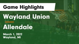 Wayland Union  vs Allendale Game Highlights - March 1, 2022