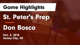 St. Peter's Prep  vs Don Bosco Game Highlights - Oct. 3, 2018