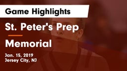 St. Peter's Prep  vs Memorial  Game Highlights - Jan. 15, 2019